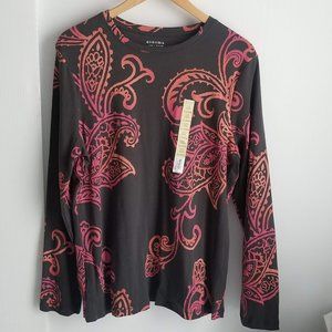 Sonoma Graphic Paisley Top Tshirt Orange Pink Salmon Grey XL NWT